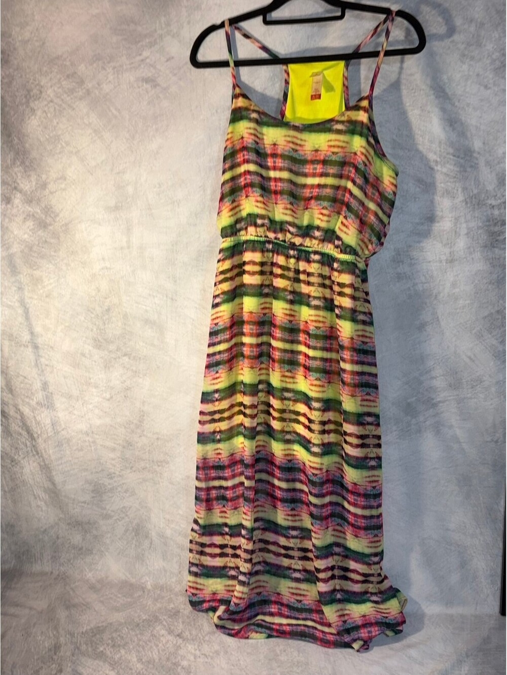 No Boundaries Women’s XL Maxi Dress Bright Multicolor Striped Racerback